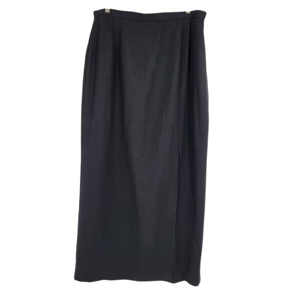 Vintage Patra Column Maxi Skirt Side Slit Crepe Acetate Black Womens Size 18 - Picture 6 of 7